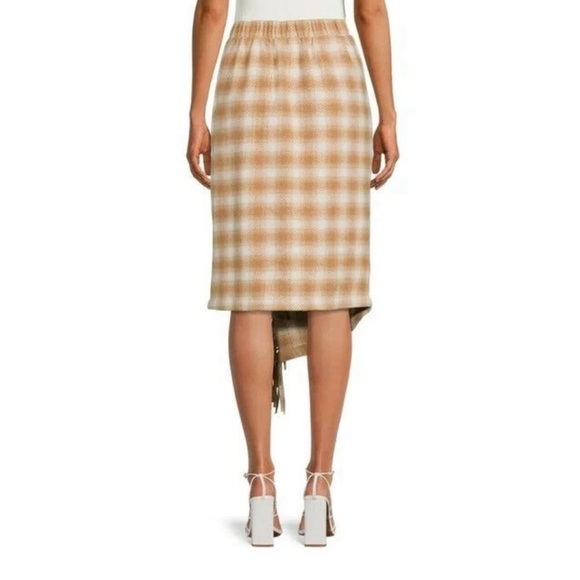 Time and Tru Plaid Fringe Midi Skirt - Tan and Cream - Picture 2 of 13